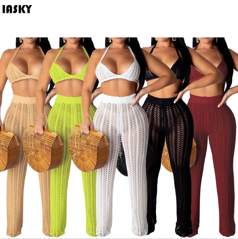 IASKY Sexy Women Bikini Cover Up 2019 New crochet Tops+pants bikini swimsuit Solid Beach Bathing Suit Cover Ups 2PCS/SET Y200706, White
IASKY Sexy Women Bikini Cover Up 2019 New crochet Tops+pants bikini swimsuit Solid Beach Bathing Suit Cover Ups 2PCS/SET Y200706, White
