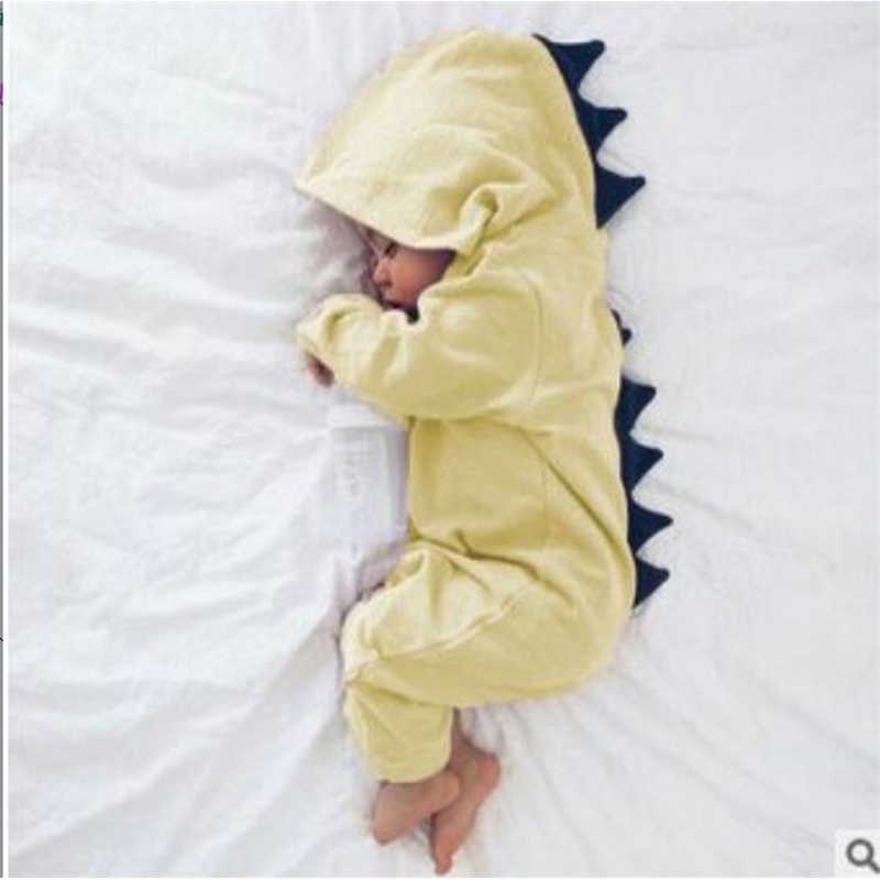 Geckatte Funny Autumn Winter Dinosaur Cute Romper Girl Clothes Solid Boy Clothes Babygirl Onesie New Born Baby 201027