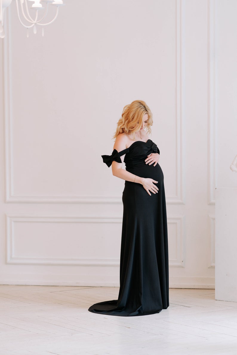 Black Women Nightrobes Ruffle Off Shoulder Mermaid Ladies Sleepwear Bathrobe Plus Size Prom Party Shower Dress