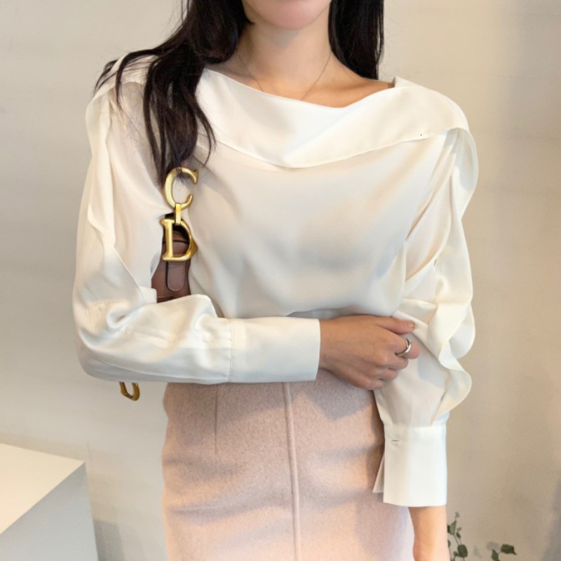 2021 New Elegant Shirt Solid Neck-frilled Long Sleeves Hanging Well Loose Women' Blouses in the Fashionable Spring 9PNG, White 
2021 New Elegant Shirt Solid Neck-frilled Long Sleeves Hanging Well Loose Women' Blouses in the Fashionable Spring 9PNG, White