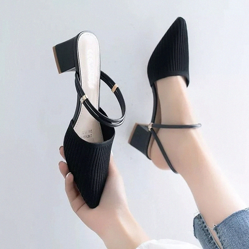 Sandals Slippers Summer 2021 New Pointed Thick Heel Single Shoes Baotou Mid-heel High Heel Large Size Spring Women's Shoes #Ah7Z, Black
Sandals Slippers Summer 2021 New Pointed Thick Heel Single Shoes Baotou Mid-heel High Heel Large Size Spring Women's Shoes #Ah7Z, Black
