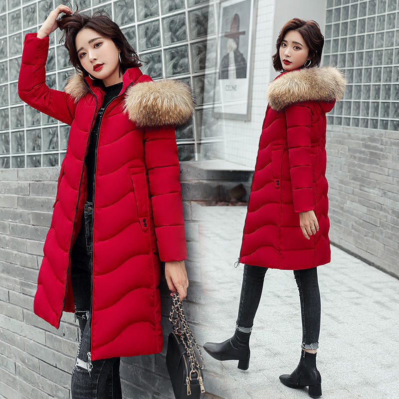 Long Padded Clothing Winter Coat Women Hooded Female Jacket Oversize Warm Parkas Big Fur Collar Wadded Jackets 201125