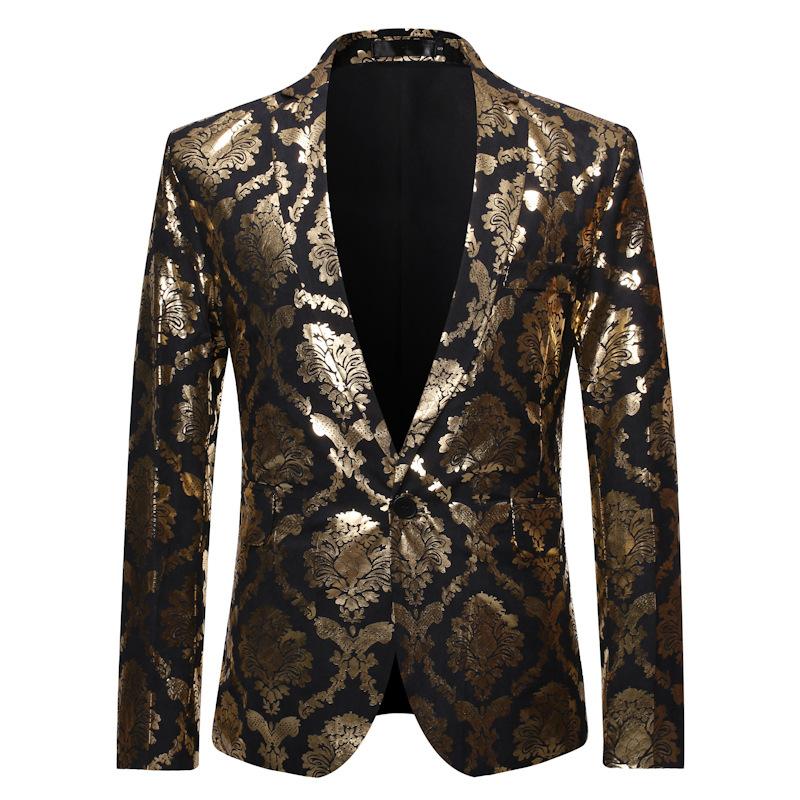 Men's Suits & Blazers Mens Gold Floral Foil Print Suit Blazer Jacket Men Slim Fit One Button Nightclub Tuxedo Party Stage Singers Clothes, White;black
Men's Suits & Blazers Mens Gold Floral Foil Print Suit Blazer Jacket Men Slim Fit One Button Nightclub Tuxedo Party Stage Singers Clothes, White;black