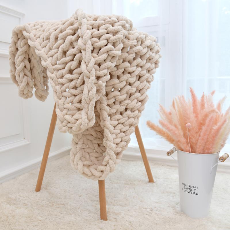 Handmade Knitted Blanket Thick Chenille Thread Bed Blanket Sofa Cover Photo Prop 100*80mm 120*100mm 150*120mm Knitted