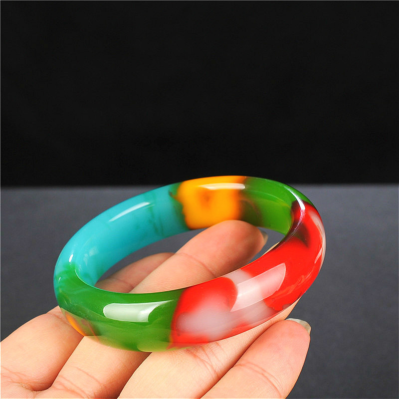 Natural Color Jade Bangle Bracelet Genuine Hand-Carved Charm Jadeite Jewelry Fashion Accessories Amulet for Men Women Lucky Gift LJ201020