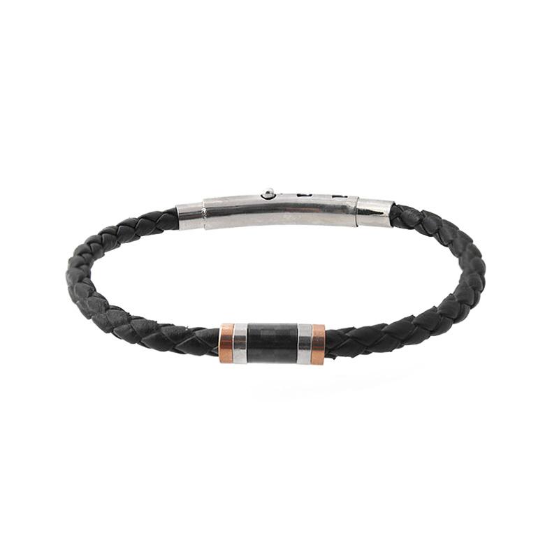 Charm Bracelets Runda Fashion Men's Black Braided Leather Bracelet Rose Gold Plated Carbon Fiber Bead Stainless Steel Jewelry
Charm Bracelets Runda Fashion Men's Black Braided Leather Bracelet Rose Gold Plated Carbon Fiber Bead Stainless Steel Jewelry