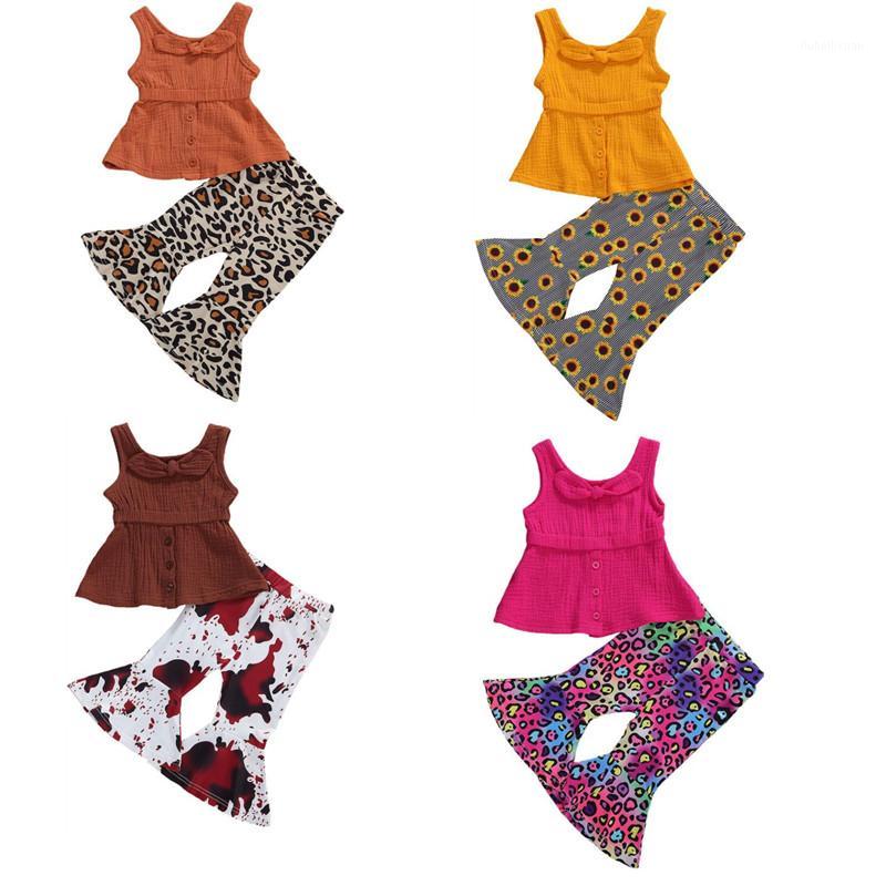 Baby Girls 2-piece Outfit Set Kids Fashion Sleeveless Solid Color Cotton Linen Bow Vest Top + Leopard Printed Flared Pants Set1
Baby Girls 2-piece Outfit Set Kids Fashion Sleeveless Solid Color Cotton Linen Bow Vest Top + Leopard Printed Flared Pants Set1