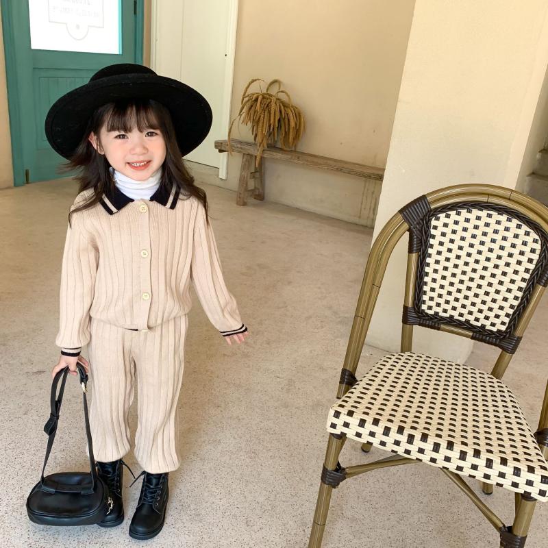 Clothing Sets 2021 Autumn Arrival Girls Fashion Knitted 2 Pieces Suit Coat+pants Kids Clothes Girl Set
