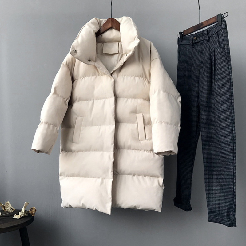 Winter Coat Women Female Long Jacket Women's Stand Collar Thick Down Cotton Parkas Outerwear Tops Long Sleeve Warm Coats 201210