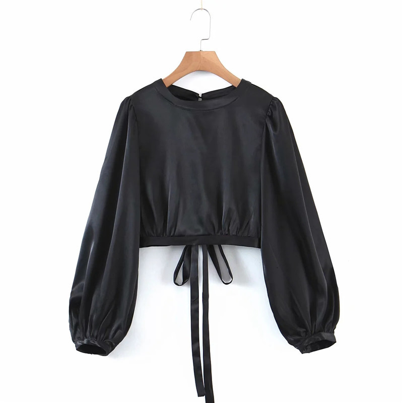 New 2021 Women Black Satin Crop Female Sexy Backless Tied Hem Chic Woman Blouse Elegant Puff Long Sleeve Top Swhq
New 2021 Women Black Satin Crop Female Sexy Backless Tied Hem Chic Woman Blouse Elegant Puff Long Sleeve Top Swhq