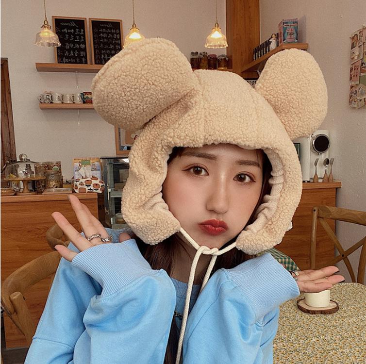 Cute Bear Ears Lamb Fur Ski Cap Female Winter Warm Thickening Ushanka plus Velvet Windproof Earflaps Plush Hat, Black
Cute Bear Ears Lamb Fur Ski Cap Female Winter Warm Thickening Ushanka plus Velvet Windproof Earflaps Plush Hat, Black