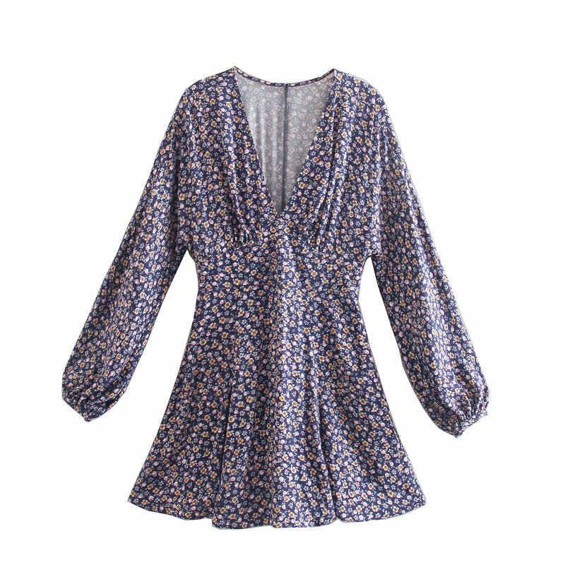 New Vintage Women V-neck Floral Print 2021 Fashion Ladies Waist-controlled A-line Streetwear Female Chic Mini Es Cnbp, Blue
New Vintage Women V-neck Floral Print 2021 Fashion Ladies Waist-controlled A-line Streetwear Female Chic Mini Es Cnbp, Blue