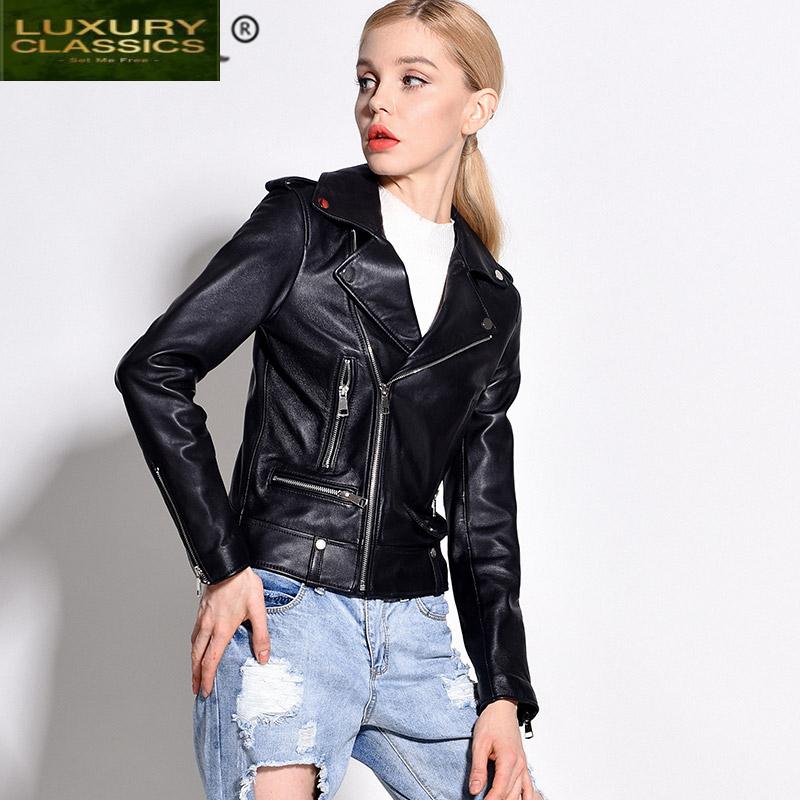 Coat Sheepskin 100% Real Female Genuine Leather Jacket Women Montone Streetwear Natural Women' Leather Jackets Clothes, Black