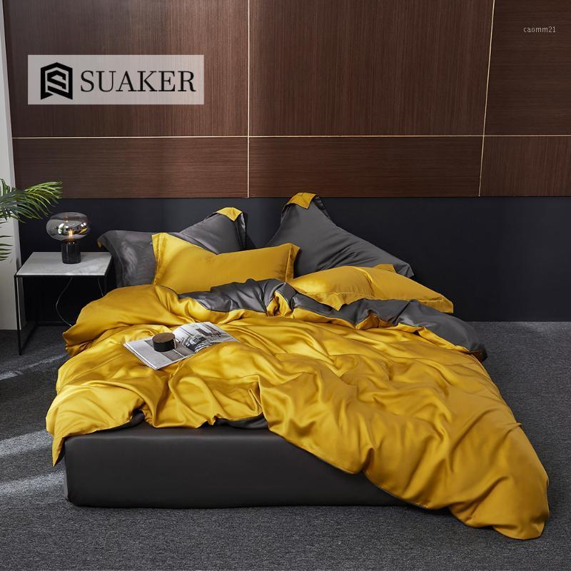 Suaker Luxury Yellow Gray 100% Silk Bedding Set Top Grade Silk Beauty Quilt Cover King Flat Sheet Fitted Sheet Pillowcase1, 003
Suaker Luxury Yellow Gray 100% Silk Bedding Set Top Grade Silk Beauty Quilt Cover King Flat Sheet Fitted Sheet Pillowcase1, 003
