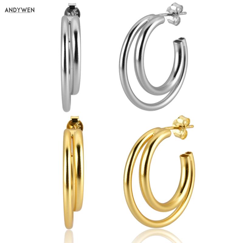 Hoop & Huggie ANDYWEN 925 Sterling Silver Gold Big Double Circle Hoops Earring Large Hollow Cross Pendiente Luxury Women Ohrringe Jewelry
Hoop & Huggie ANDYWEN 925 Sterling Silver Gold Big Double Circle Hoops Earring Large Hollow Cross Pendiente Luxury Women Ohrringe Jewelry