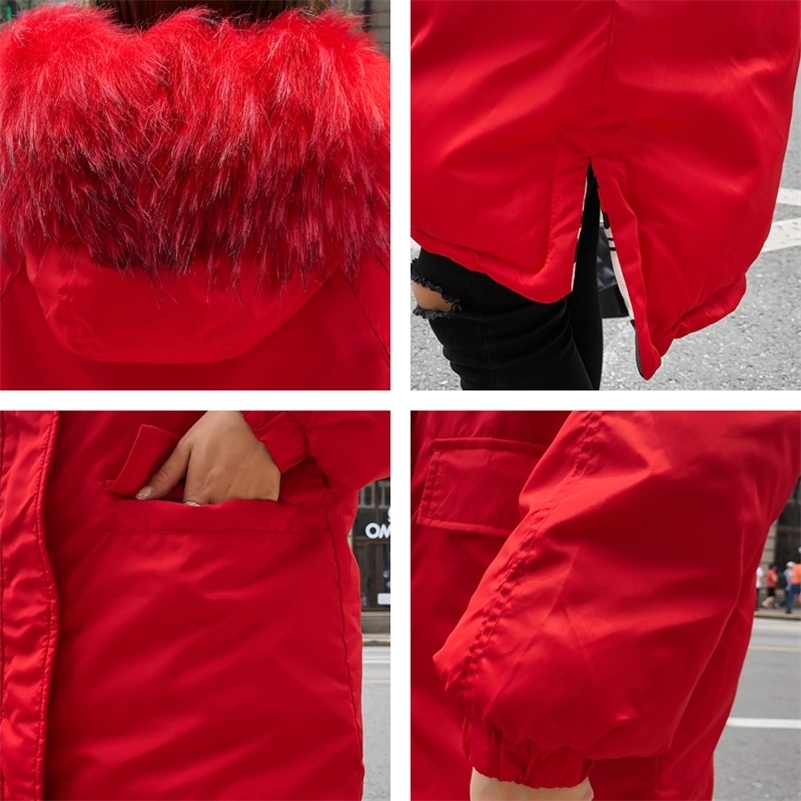 Double Two Sides Winter Jacket Women Hooded Thicken Fur Female Long Warm Parka Outwear Oversize Coat Y201001