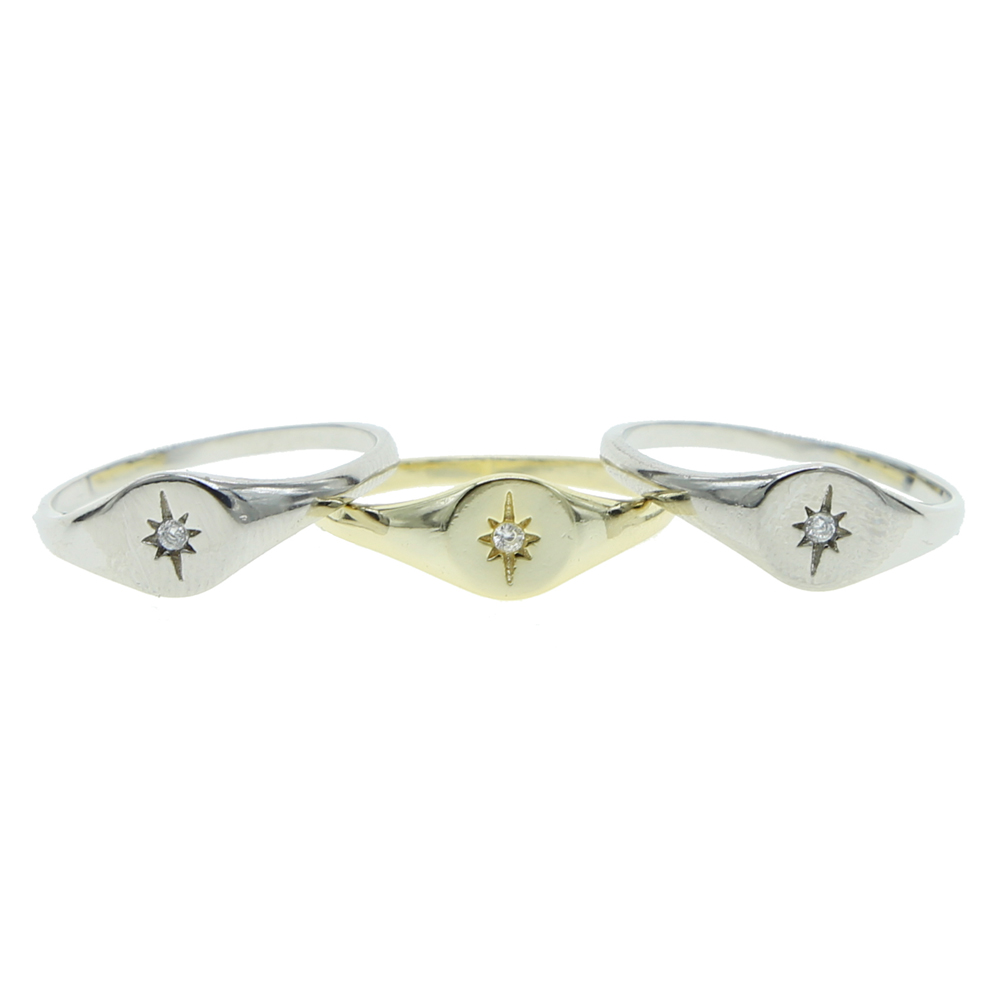 2021New Arrived Christmas Gift Fashion Finger Jewelry 5A Cubic Zirconia Cz Starburst Star Signet Ring Minimalist Jewelry