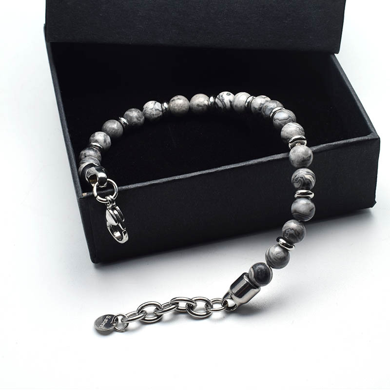 Stainless Steel Charm Chain Natural Stone Tiger Eye Turquoise Lava Rock Beads Bracelets for Women Men Fashion Designer Jewelry