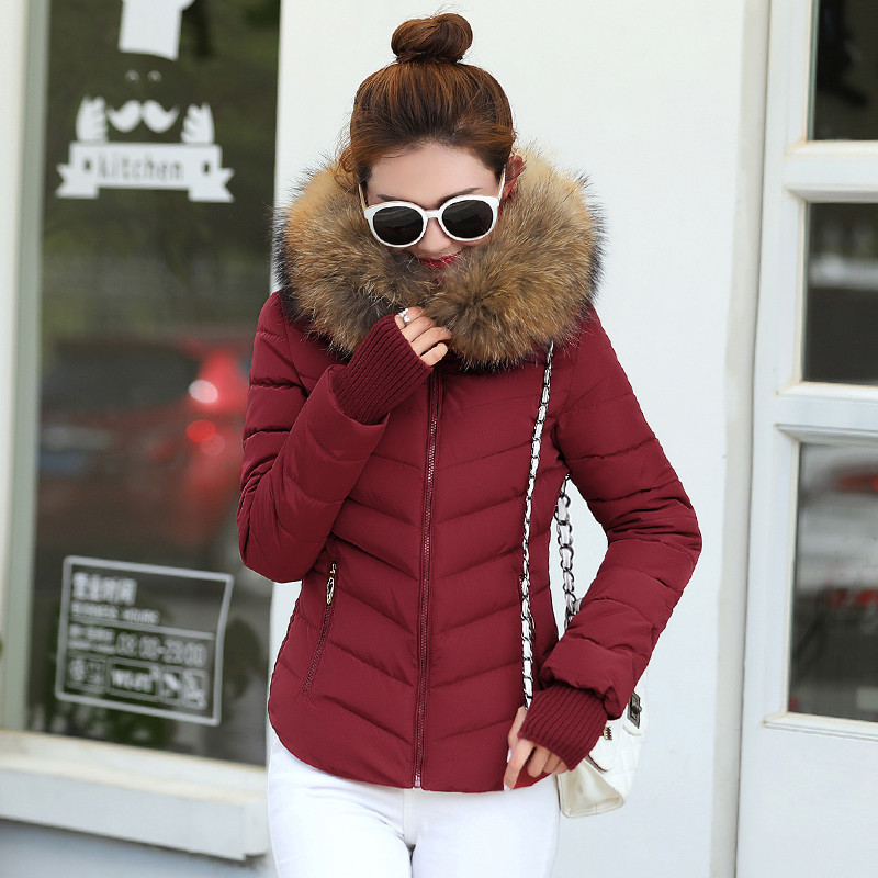 brown women's parka jacket Winter Jacket Womens Parkas Gloves warm detachable fur collar detachable hat Slim fit Outwear 200928