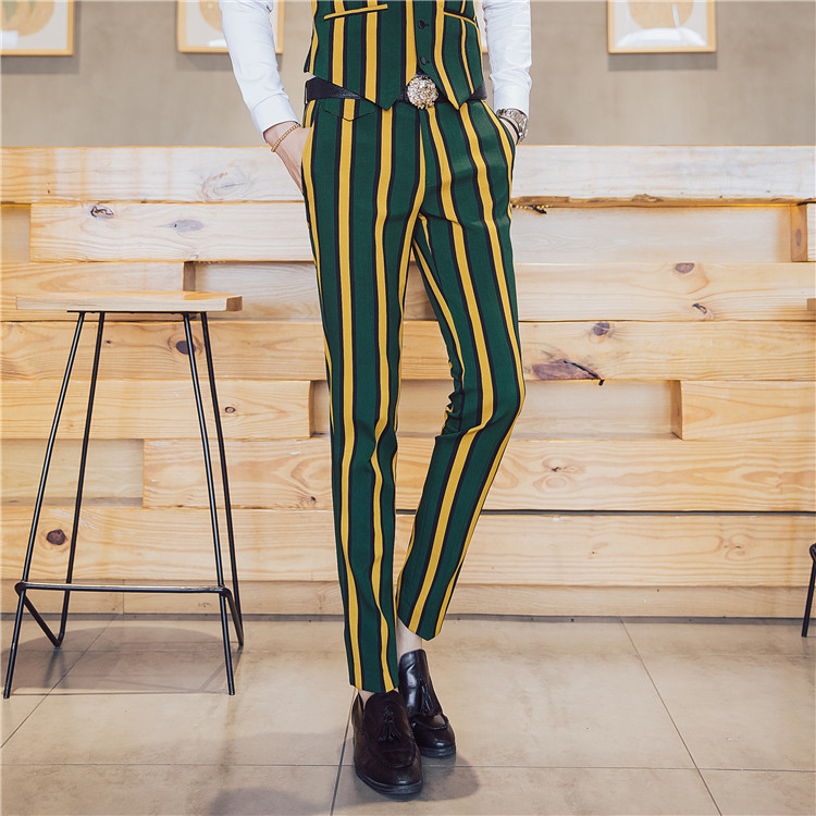 2020 Stripes of Performer Stage Show Dressed in Fine-fitting Men's Stripe Male Club Tuxedo Pants 8h2i, Yellow
2020 Stripes of Performer Stage Show Dressed in Fine-fitting Men's Stripe Male Club Tuxedo Pants 8h2i, Yellow