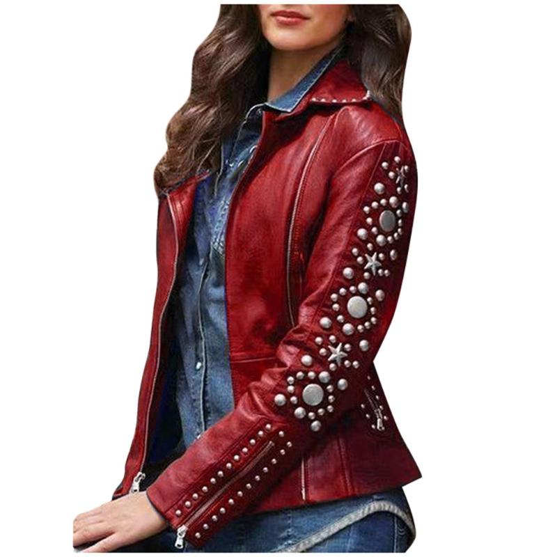 Women Jacke Womens Ladies Solid Lapel Zip Jacket Long Sleeve Coat Studs Short Outerwear Women's Winter Jacket, Brown
Women Jacke Womens Ladies Solid Lapel Zip Jacket Long Sleeve Coat Studs Short Outerwear Women's Winter Jacket, Brown
