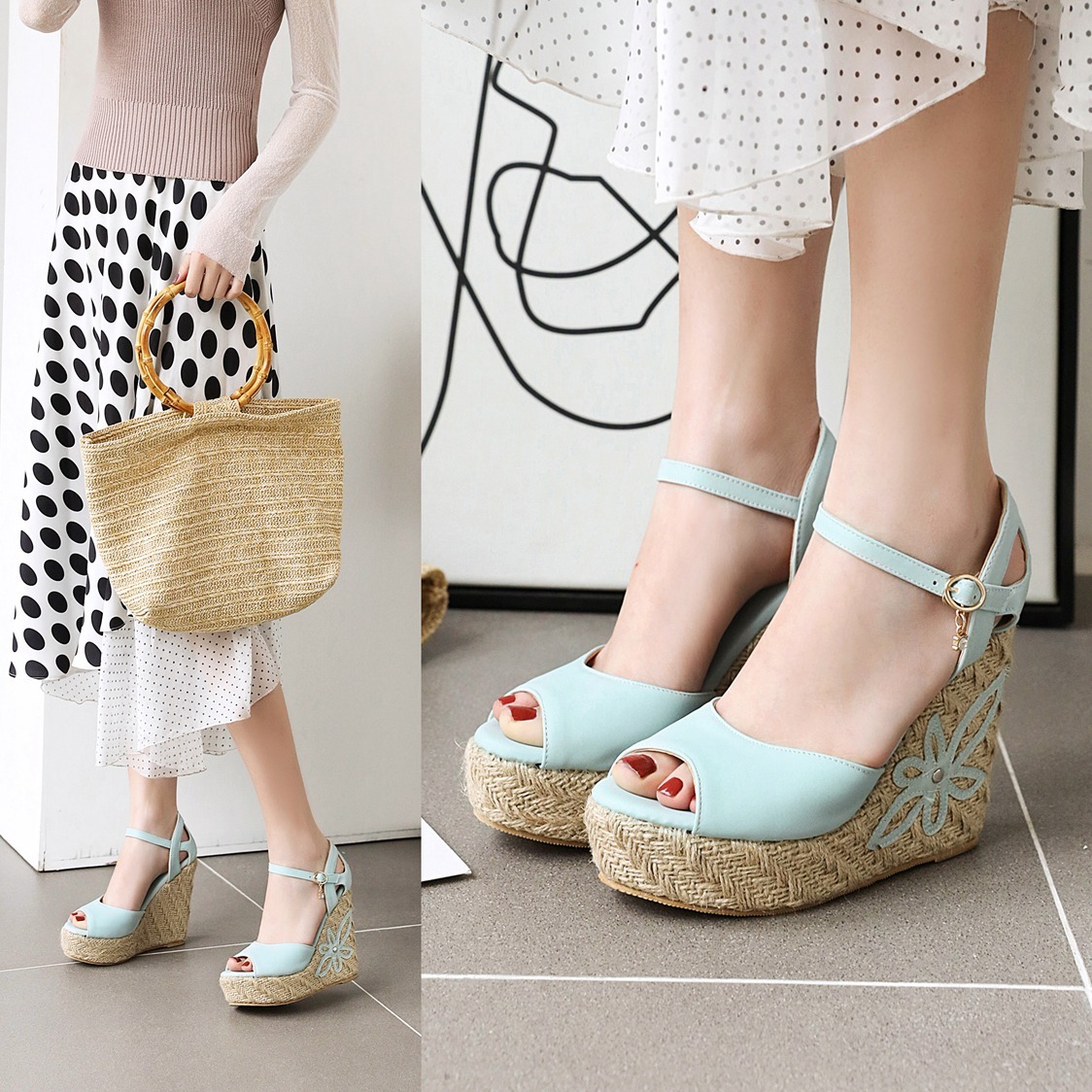 2021 Low Price Women Sandals Summer Bombs Plus Size 22-28cm Heels 12.5cm Decal Wedge Flowers Buckle Arches Q04B, White
2021 Low Price Women Sandals Summer Bombs Plus Size 22-28cm Heels 12.5cm Decal Wedge Flowers Buckle Arches Q04B, White