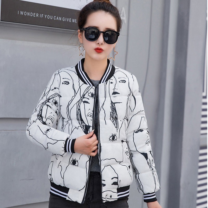 Short Casual Coat Women Thick Print Ladies Clothing Coats Winter Jacket Womens 201019