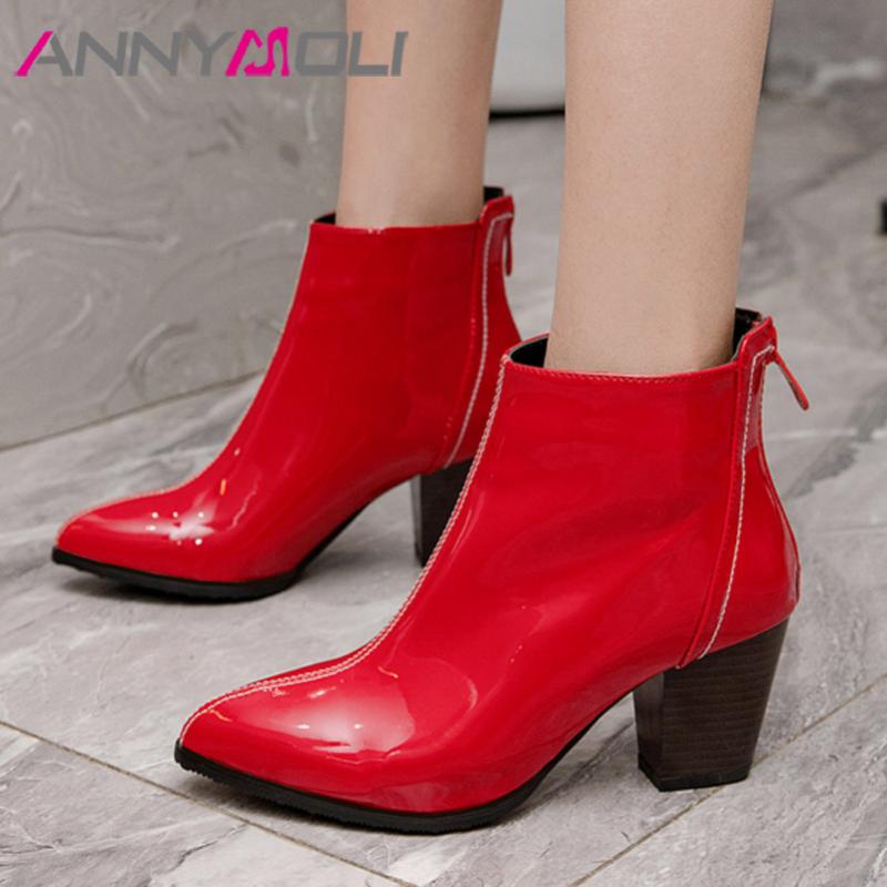 ANNYMOLI High Heel Ankle Boots Pointed Toe Woman Boots Block Heel Shoes Zip Short Ladies Autumn Winter Beige Plus Size 46
ANNYMOLI High Heel Ankle Boots Pointed Toe Woman Boots Block Heel Shoes Zip Short Ladies Autumn Winter Beige Plus Size 46