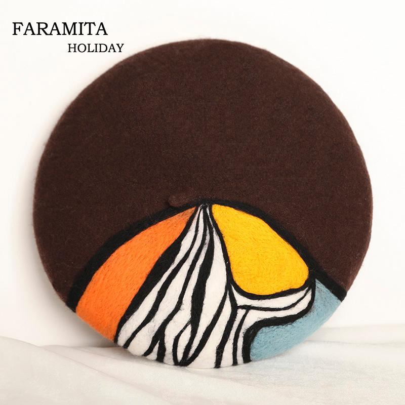 Faramita Holiday Winter Wool Handmade Colorful Painter Hats Japanese Stripes Women Berets Autumn Girls Beret Personality Custom, Blue
Faramita Holiday Winter Wool Handmade Colorful Painter Hats Japanese Stripes Women Berets Autumn Girls Beret Personality Custom, Blue