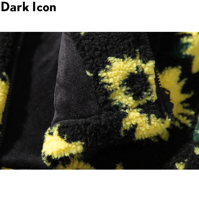 Dark Icon Sunflower Sherpa Jackets Men with Hoodie 2019 Winter Thick Hooded Jacket Men Women Streetwear Men's Coats T200603
