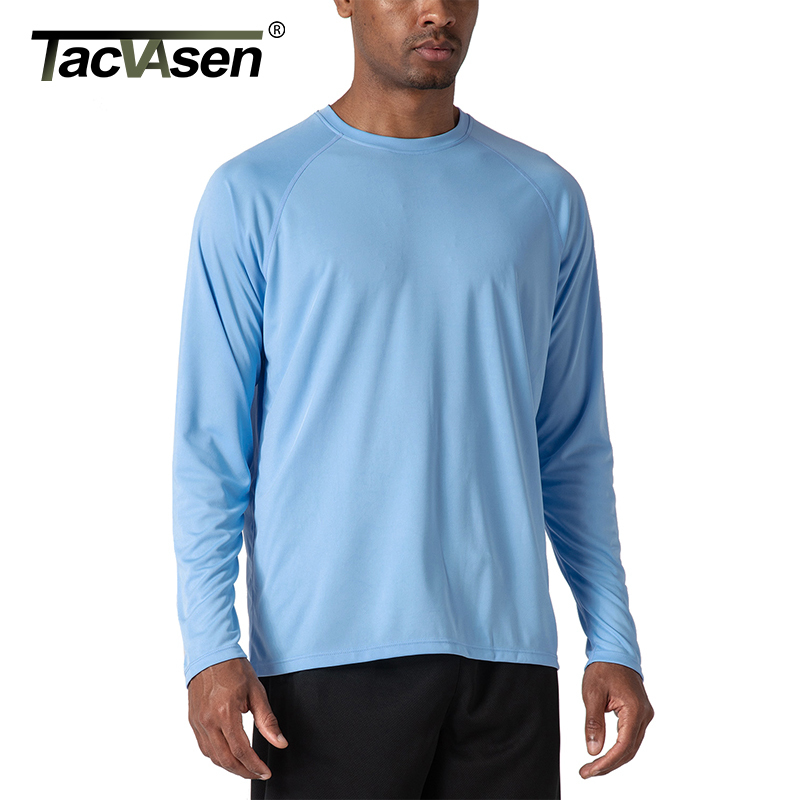 TACVASEN Men s Sun Protection T shirts Summer UPF 50 Long Sleeve Performance Quick Dry Breathable Hiking Fish UV Proof 220728