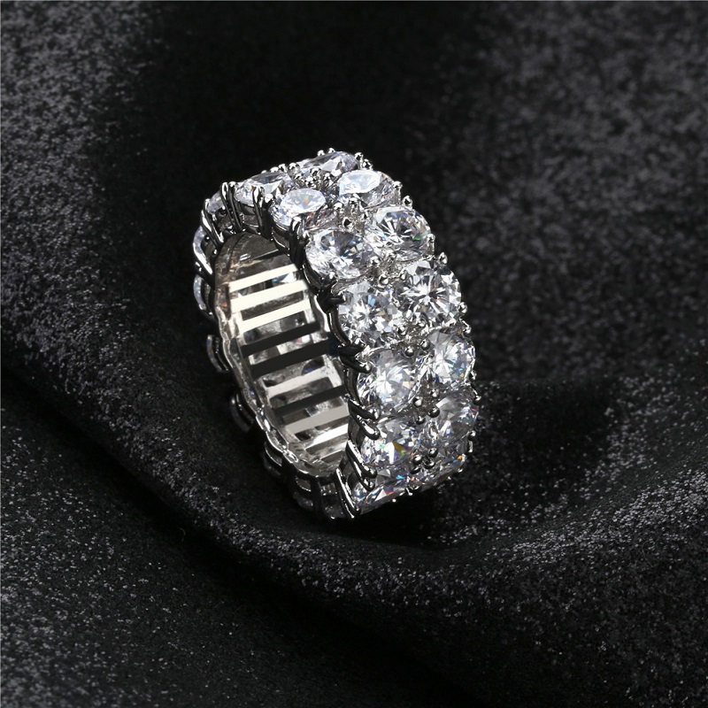 Free shipping Hip Hop Iced Out Rings Micro Pave CZ Stone 9mm Tennis Band Ring Men Women Charm Jewelry Crystal Zircon Dia Gold Sier Plated Wedding Free