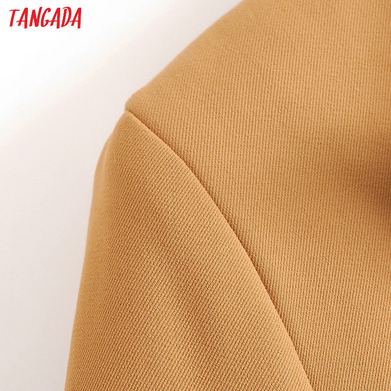 Tangada women solid double breasted blazer female autumn winter elegant jacket ladies business formal suits DA15 201114