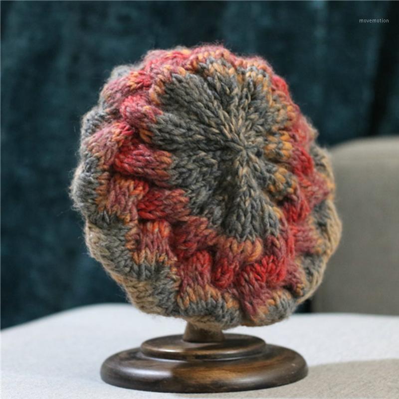 Fashion beret women's handmade knitted beret autumn and winter stitching gradient color retro wild painter wool hat1
Fashion beret women's handmade knitted beret autumn and winter stitching gradient color retro wild painter wool hat1