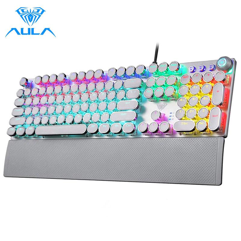 

AULA Game Mechanical Keyboard LED Backlit 104 Keys Anti-ghosting Blue/Red/Black Switch Wired Gaming Keyboard for PC Computer