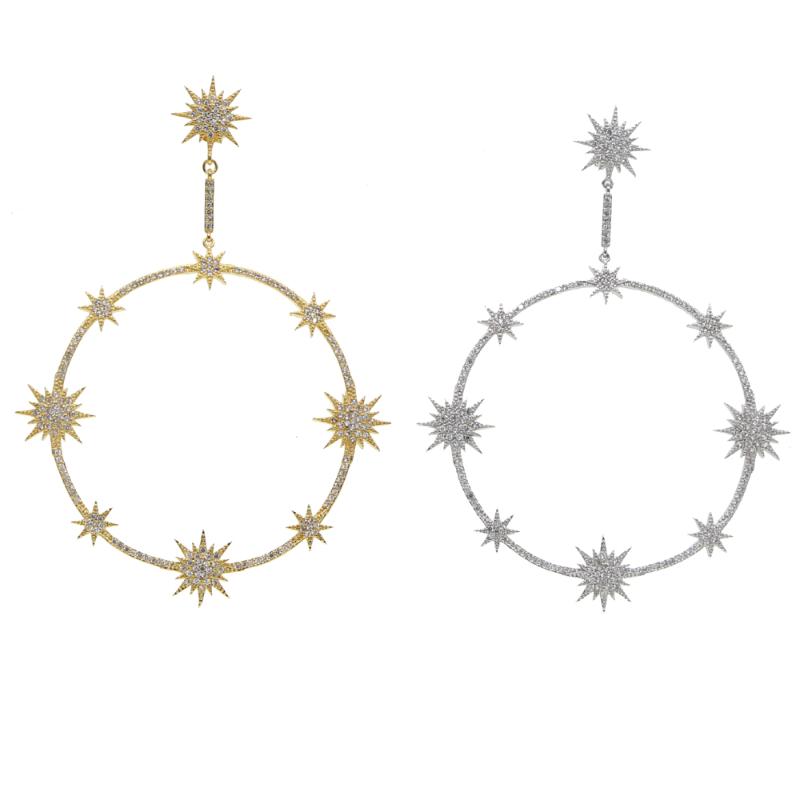new arrived drop earrings jewelry with cz paveed star shape charm earring with large round charm dangle wedding earring for lady
new arrived drop earrings jewelry with cz paveed star shape charm earring with large round charm dangle wedding earring for lady