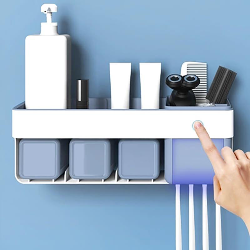 Waterproof Toothbrush Holder with Cups Toothpaste Makeup Partition Storage Rack Punch Free Bathroom Accessories Sets
Waterproof Toothbrush Holder with Cups Toothpaste Makeup Partition Storage Rack Punch Free Bathroom Accessories Sets