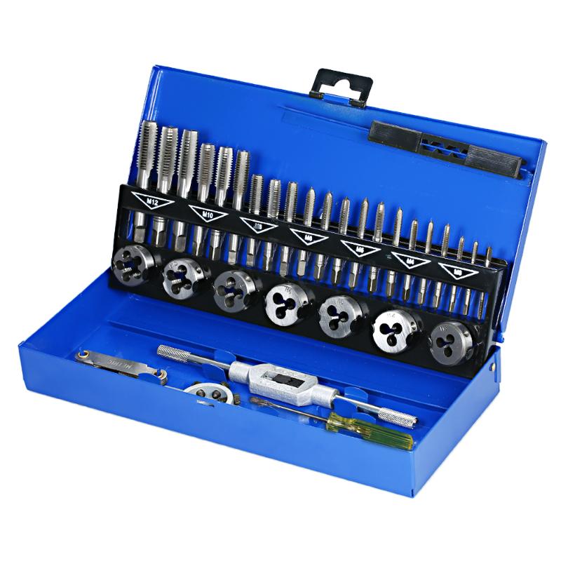 32 PCS HSS Tap Die Set Wrench Thread Cutting Engineer Kit M3-M12 Tap Die Screw Thread Making Tool Bit Set
32 PCS HSS Tap Die Set Wrench Thread Cutting Engineer Kit M3-M12 Tap Die Screw Thread Making Tool Bit Set