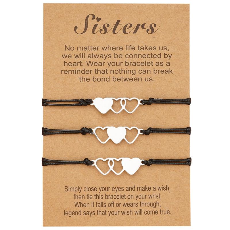 Bangle Sisters Creative Bracelet Steel Heart-shaped Wire Card Stainless Wax Braide Jewelry Hand Bracelets
Bangle Sisters Creative Bracelet Steel Heart-shaped Wire Card Stainless Wax Braide Jewelry Hand Bracelets