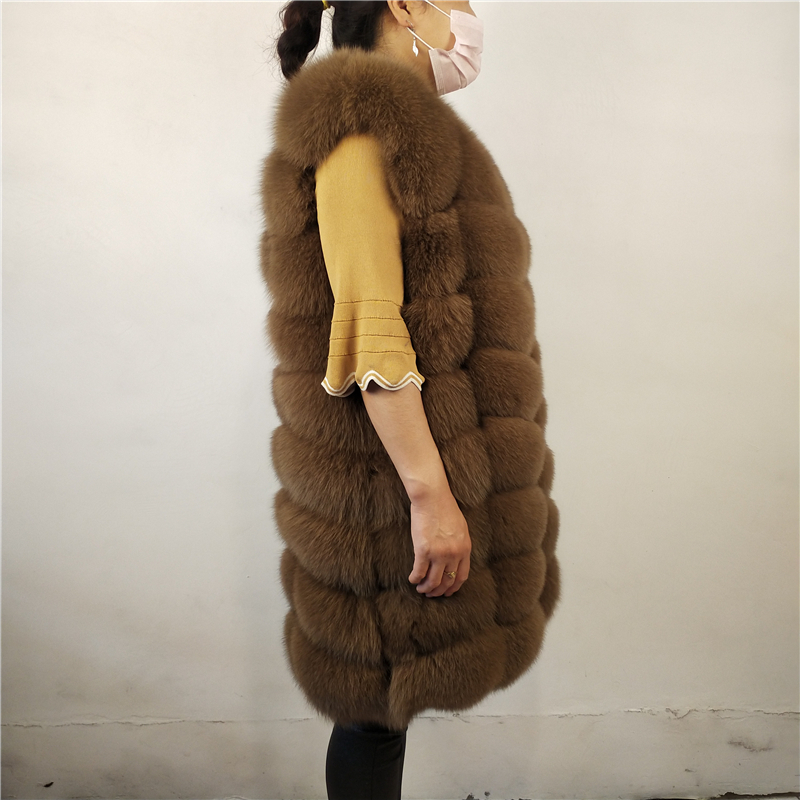 KEJINYUAN real Fur Fox long Vest natural raccoon Waistcoat silver fox jacket woman winter warm Natural sleeveless 201208
