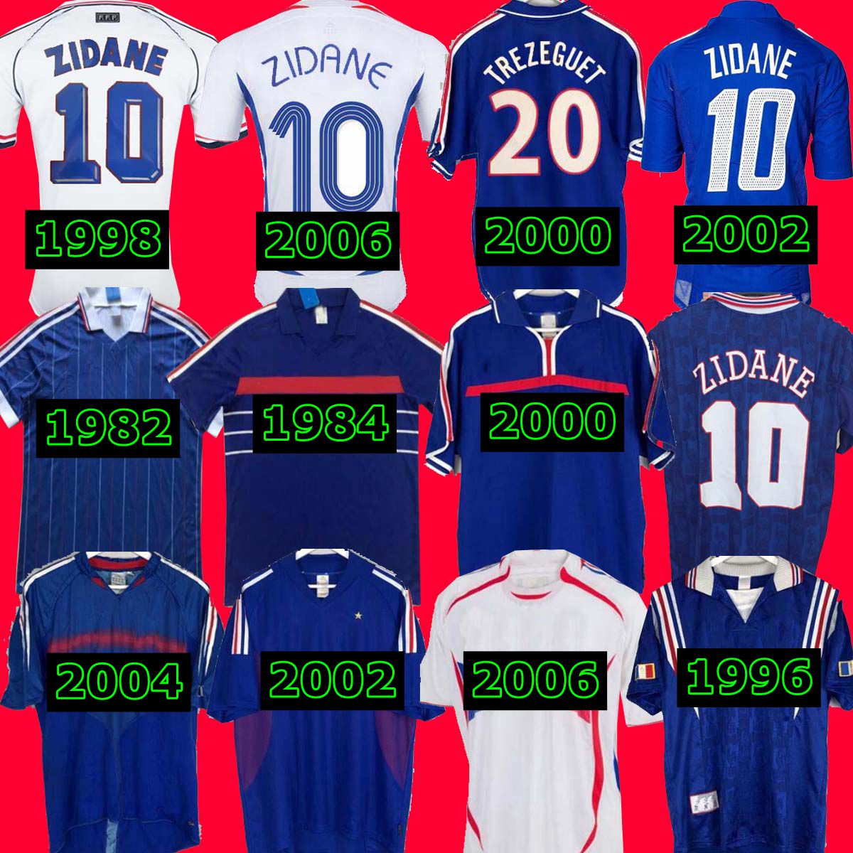1998 2002 ZIDANE HENRY 1996 2004 1984 Trezeguet 1982 finals 2006 Deschamps 2000 2010 France retro soccer jersey Maillot de footbal shirt, 2002 home men
1998 2002 ZIDANE HENRY 1996 2004 1984 Trezeguet 1982 finals 2006 Deschamps 2000 2010 France retro soccer jersey Maillot de footbal shirt, 2002 home men