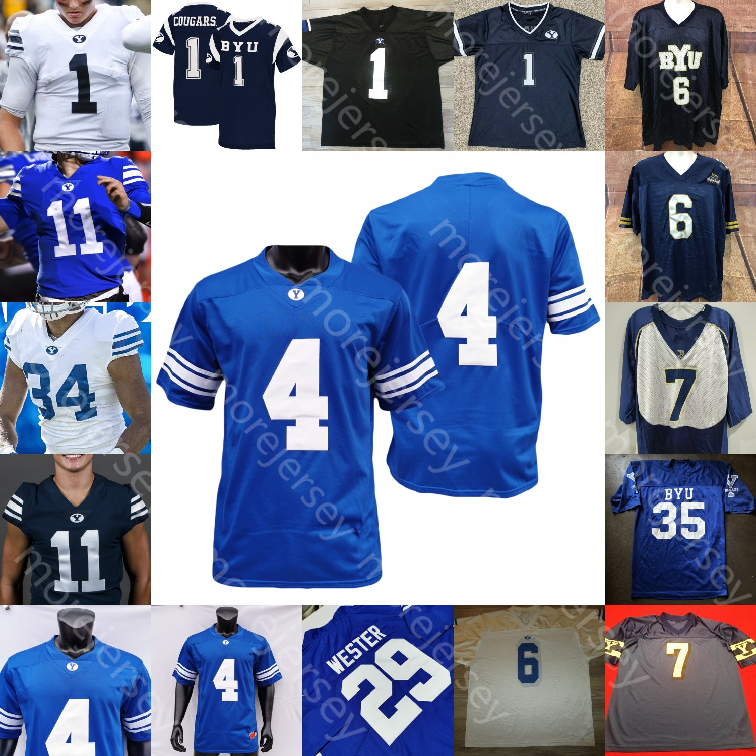 Custom BYU Football Jersey College Zach Wilson Ty'Son Williams Sione Finau Steve Young Lopini Katoa Matt Bushman Micah Simon Hifo Romney, Navy vi
Custom BYU Football Jersey College Zach Wilson Ty'Son Williams Sione Finau Steve Young Lopini Katoa Matt Bushman Micah Simon Hifo Romney, Navy vi