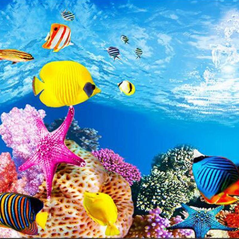 

Aquarium background paper HD picture 3d three-dimensional fish tank wallpaper background painting double sided aquarium decorati1