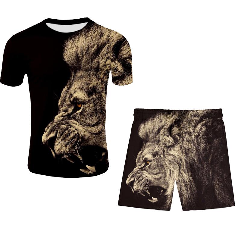 2020 men's 2-piece T-shirt lion shirt + beach shorts men's casual streetwear summer flowers loose short-sleeved holiday clothes, Tz39
2020 men's 2-piece T-shirt lion shirt + beach shorts men's casual streetwear summer flowers loose short-sleeved holiday clothes, Tz39