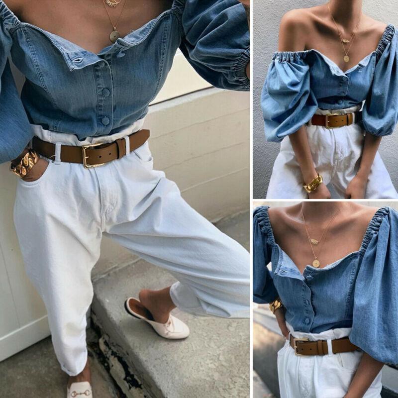 Autumn Sexy buttons denim blouse women Vintage square collar jeans blouses tops Chic elastic puff sleeve autumn female shirts, Blue
Autumn Sexy buttons denim blouse women Vintage square collar jeans blouses tops Chic elastic puff sleeve autumn female shirts, Blue