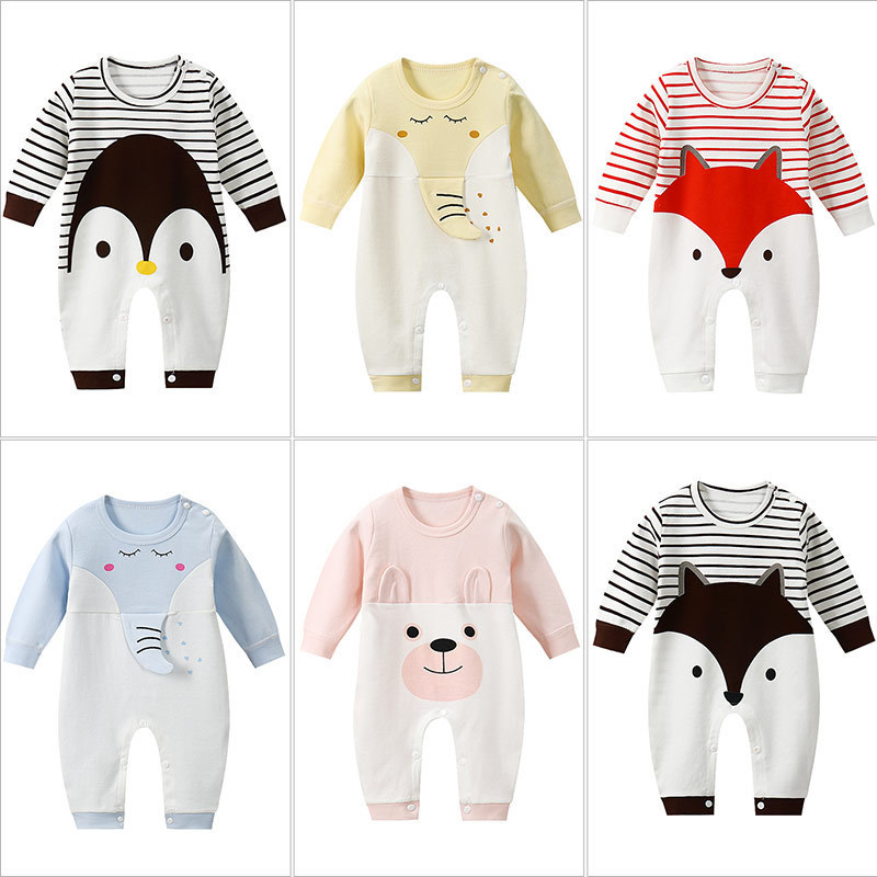 New Newborn Rompers boys girls Jumpsuit Spring Autumn Winter Toddler Cartoon Long Sleeve Cotton Climbing Baby Clothes 3-12M Y1221