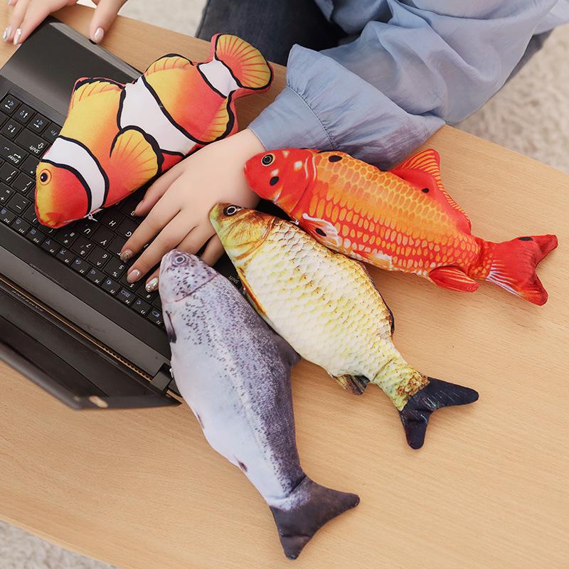 Fish Cat Realistic Plush Electric Flipping Doll Funny Interactive Pets Chew Bite Floppy Toy Perfect for Kitty Exercise