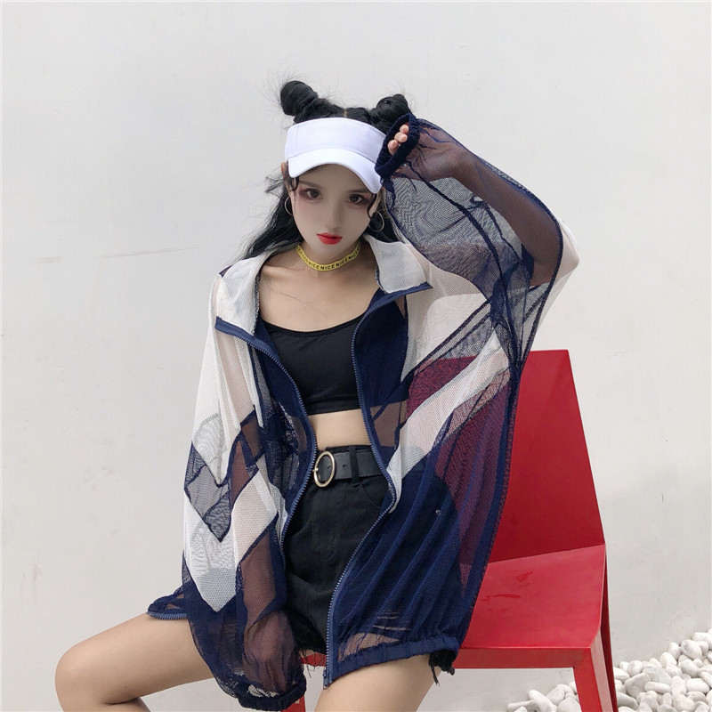 perspective jacket women Oversize Streetwear Coat bomber jacket thin cardigan coat female Summer jackets Loose Harajuku Coat 201017