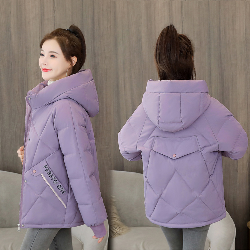 New Women Parkas Winter Hooded Jacket Coats StripedWomen Fashion Short Down Cotton Parkas Pocket Warm Parkas Female outwear 201019