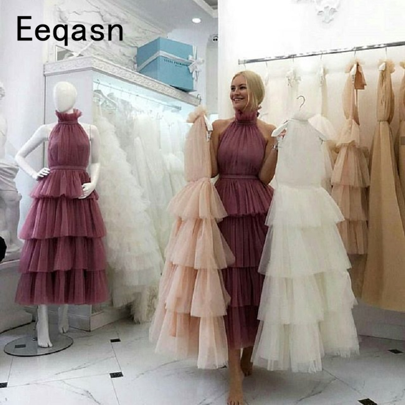 New Arrival Tiered Tulle Prom Dresses 2020 White Pink Black Custom Made Tea Length Elegant Women Formal Party Gown vestido gala, As picture
New Arrival Tiered Tulle Prom Dresses 2020 White Pink Black Custom Made Tea Length Elegant Women Formal Party Gown vestido gala, As picture
